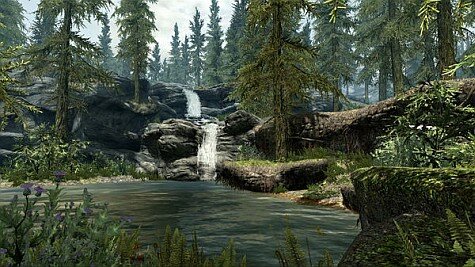 skyrim screenshot - waterfall